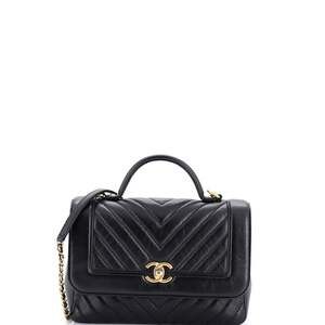 Chanel Top Handle Flap Bag Chevron #242399C40B